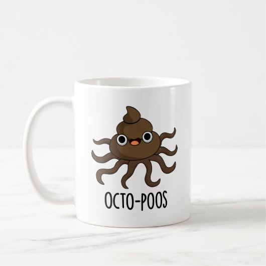 Octo-poos Funny Octopus Pun Kaffeetasse (Links)