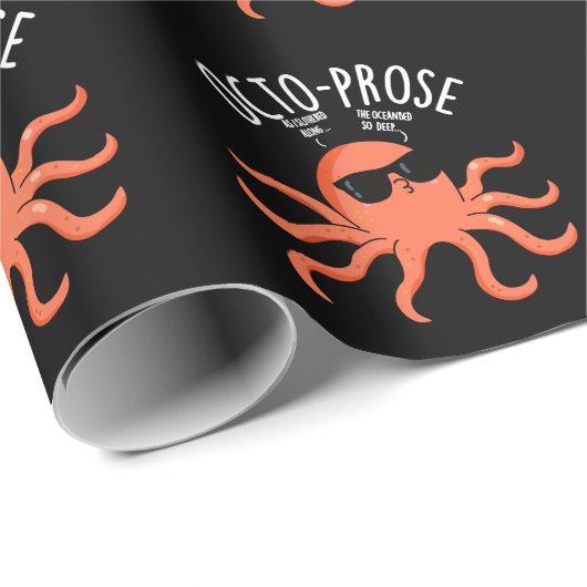 Octo-prose Funny Octopus Pun Dark BG Geschenkpapier (Rolleneckpunkt)
