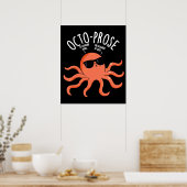 Octo-prose Funny Octopus Pun Dark BG Poster (Küche)
