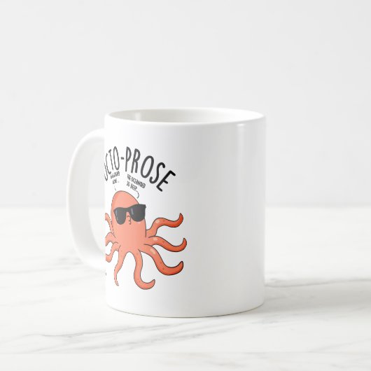 Octo-prose Funny Octopus Pun Kaffeetasse (Vorderseite Links)