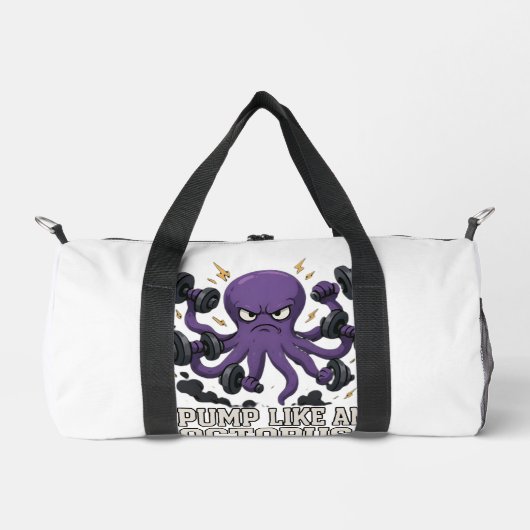 Octo Pump Gym Bag | Angry Octopus Fitness Design Duffle Bag (Vorderseite)