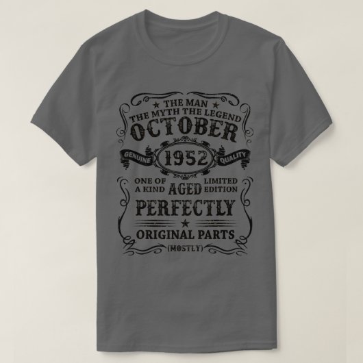 October 1952 The Man Myth Legend 70 Year Old Birth T-Shirt (Design vorne)