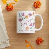 October Birth Flower Custom Name Marigold Cosmos Kaffeetasse