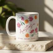 October Birth Flower Custom Name Marigold Cosmos Kaffeetasse