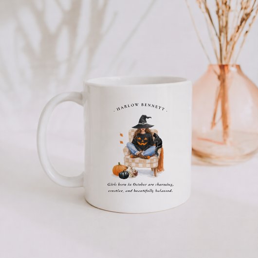 October Birth Month Girl | Monogram  Kaffeetasse