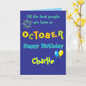 October Birthday Folded Greeting Card Karte (Gelbe Blume)