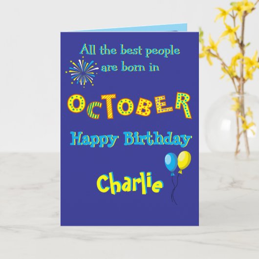 October Birthday Folded Greeting Card Karte (Gelbe Blume)