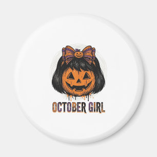 October Mädchen Kürbis Bogen Halloween Vektor Desi Magnet