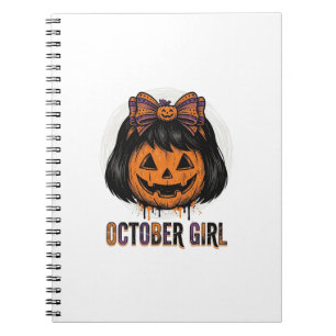 October Mädchen Kürbis Bogen Halloween Vektor Desi Notizblock