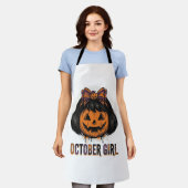 October Mädchen Kürbis Bogen Halloween Vektor Desi Schürze (Getragen)