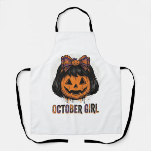 October Mädchen Kürbis Bogen Halloween Vektor Desi Schürze