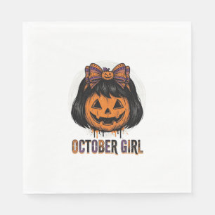 October Mädchen Kürbis Bogen Halloween Vektor Desi Serviette