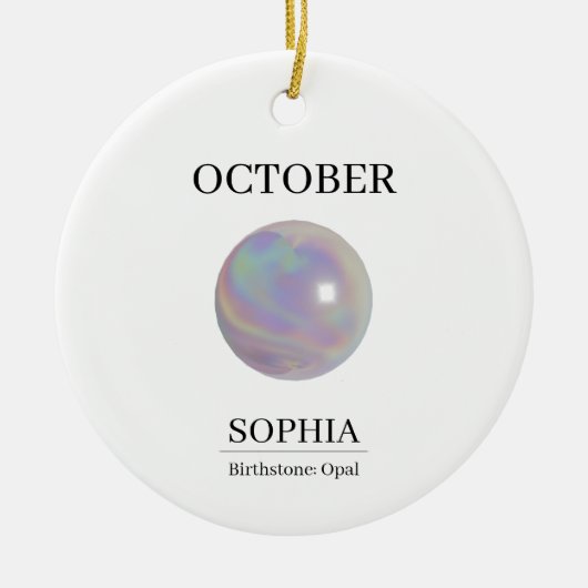 October Opal Personalized Birthday Card Keramik Ornament (Vorne)