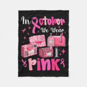 October We Wear Nk Breast Cancer Awareness Stal Wo Fleecedecke (Vorderseite)