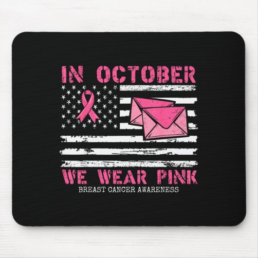 October We Wear Nk Breast Cancer Awareness Stal Wo Mousepad (Vorne)