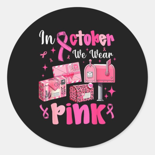 October We Wear Nk Breast Cancer Awareness Stal Wo Runder Aufkleber (Vorderseite)
