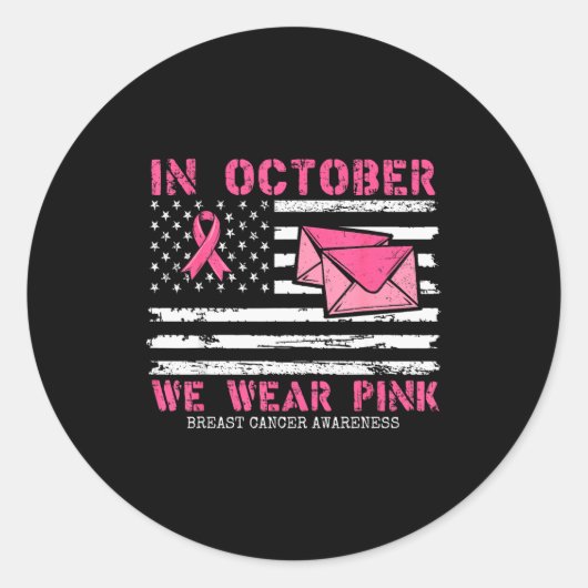 October We Wear Nk Breast Cancer Awareness Stal Wo Runder Aufkleber (Vorderseite)