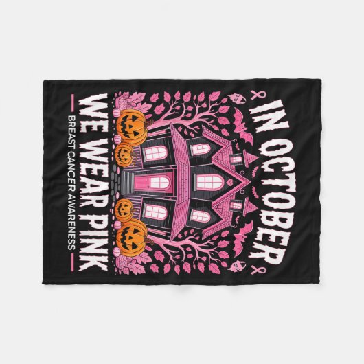 October We Wear Nk Breast Cancer Halloween Men Wom Fleecedecke (Vorderseite (Horizontal))