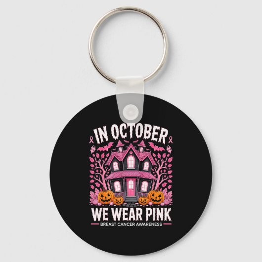 October We Wear Nk Breast Cancer Halloween Men Wom Schlüsselanhänger (Vorderseite)