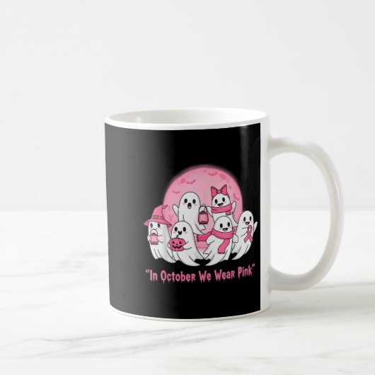 October We Wear Nk Ghosts Halloween Breast Cancer Kaffeetasse (Rechts)