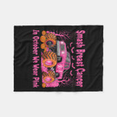 October We Wear Nk Monster Truck Halloween Breast Fleecedecke (Vorderseite (Horizontal))