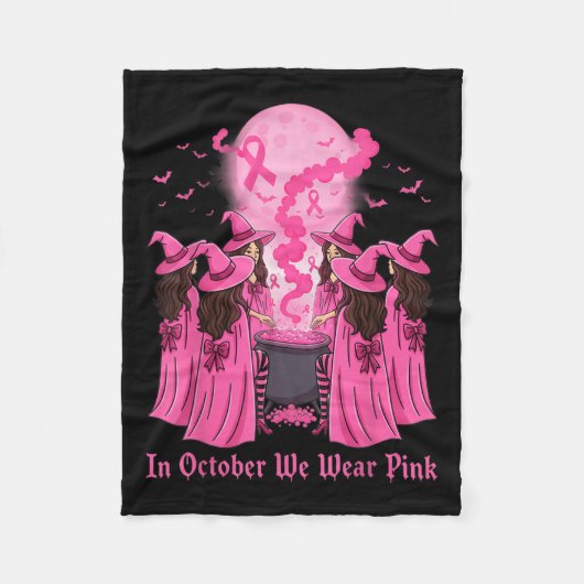 October We Wear Nk Witch Halloween Breast Cancer A Fleecedecke (Vorderseite)