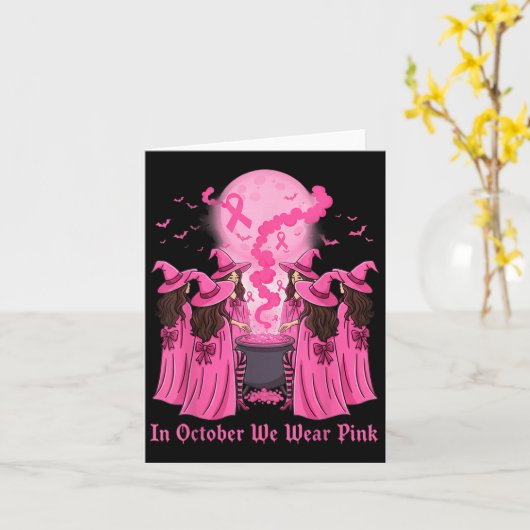 October We Wear Nk Witch Halloween Breast Cancer A Karte (Gelbe Blume)