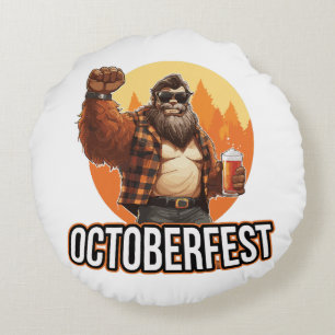 Octoberfest Bigfoot Rundes Kissen