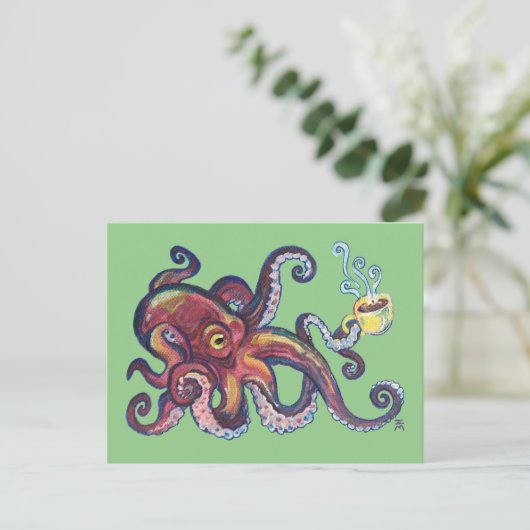 OctoCoffee Postkarte (Stehend Vorderseite)