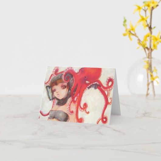 Octogirl Notecard Karte (Gelbe Blume)