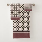 Octogone Muster Dunkelbraun und Creme Badhandtuch Set (Insitu)