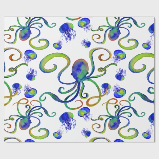 OctoJelly Sea Creature Anpassbare Wrapping Paper Geschenkpapier (Flach)