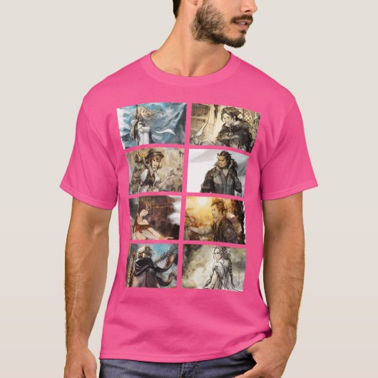 Octopath Traveler Baseball Sleeve T-Shirt (Vorderseite)