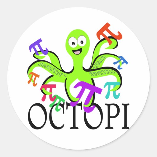 Octopi Pi Day Runder Aufkleber (Vorderseite)
