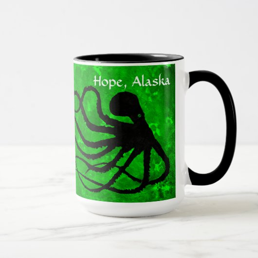 Octopodes auf Grün, Hoffnung - 15 Unze. Tasse (Rechts)