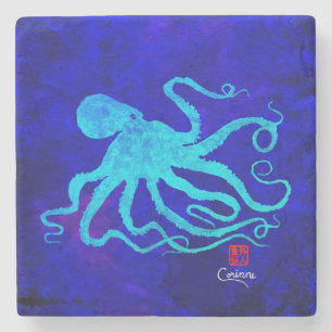 Octopus 6 auf blauem Marmor - Untersetzer