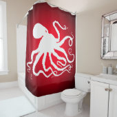 Octopus 6 auf Rot - Duschvorhang (Beispiel)