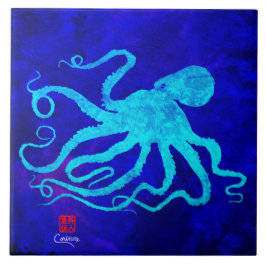 Octopus 6 R - Große Keramik Fliese
