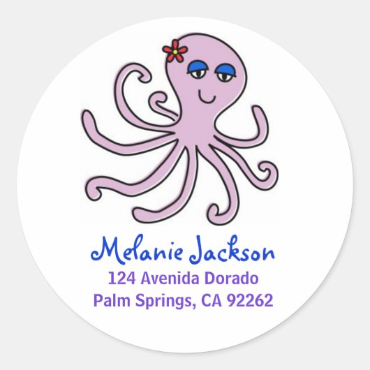 Octopus Address Labels Runder Aufkleber (Vorderseite)