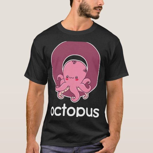 Octopus Alphabet Tentacle Tintenfisch Fischen T-Shirt (Vorderseite)