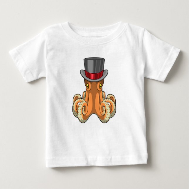 Octopus als Gentleman mit Top-Hut Baby T-shirt (Vorderseite)