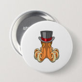 Octopus als Gentleman mit Top-Hut Button (Vorne & Hinten)