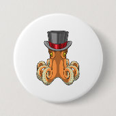 Octopus als Gentleman mit Top-Hut Button (Vorderseite)