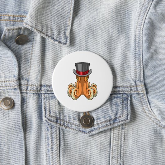 Octopus als Gentleman mit Top-Hut Button (Beispiel)