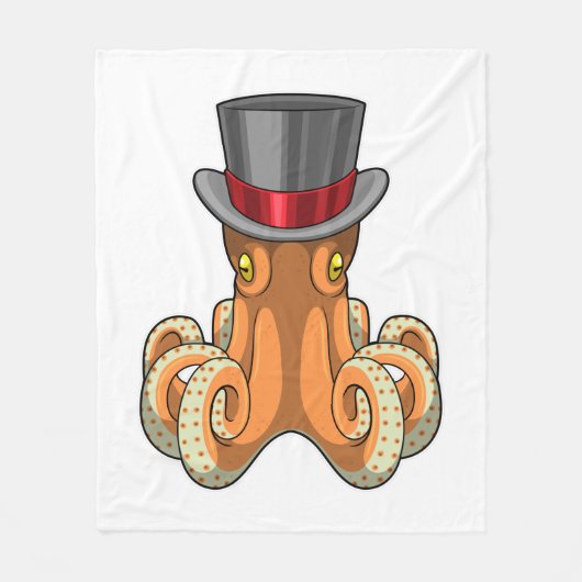 Octopus als Gentleman mit Top-Hut Fleecedecke (Vorderseite)