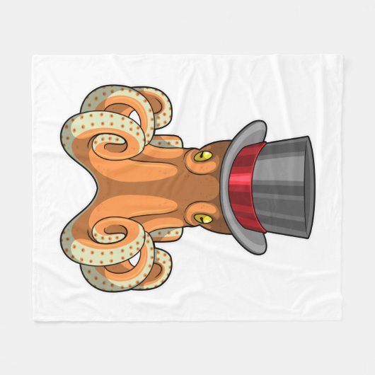 Octopus als Gentleman mit Top-Hut Fleecedecke (Vorderseite (Horizontal))