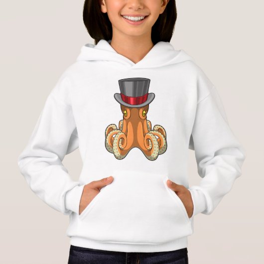 Octopus als Gentleman mit Top-Hut Hoodie (Vorderseite)