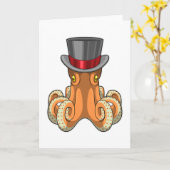 Octopus als Gentleman mit Top-Hut Karte (Gelbe Blume)