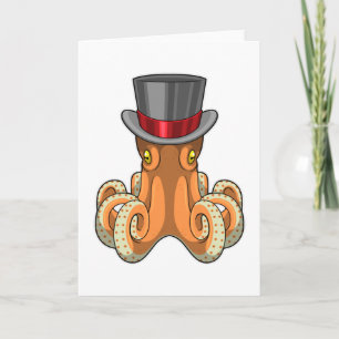 Octopus als Gentleman mit Top-Hut Karte