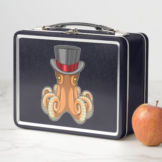 Octopus als Gentleman mit Top-Hut Metall Brotdose (Beispiel)